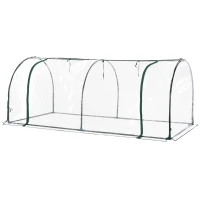 Outsunny 79" x 40" x 32" Transparent PVC Mini Tunnel Greenhouse Garden Green Grow Shed Portable Plant Flower Warm House Steel Frame Zipped Doors(m-2)