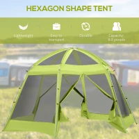 Outsunny Camping Tent for 6-8 Person, Portable Family Tent with Carrying Bag, Easy Set Up for Hiking and Outdoor, Green(m-7)