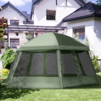 Outsunny Camping Tent for 6-8 Person, Portable Family Tent with Carrying Bag, Easy Set Up for Hiking and Outdoor, Dark Green(m-1)