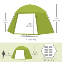 Outsunny Camping Tent for 6-8 Person, Portable Family Tent with Carrying Bag, Easy Set Up for Hiking and Outdoor, Green(m-3)