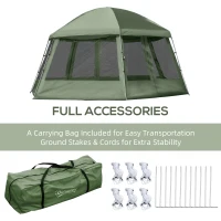 Outsunny Camping Tent for 6-8 Person, Portable Family Tent with Carrying Bag, Easy Set Up for Hiking and Outdoor, Dark Green(m-4)