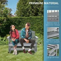 Outsunny Patio Glider Bench w/ HDPE Slatted Double Rocking Chair, Light Gray(m-4)