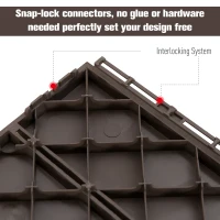 Outsunny 9 Pcs PP Interlocking Composite Deck Tile, 12" x 12" Outdoor Flooring Tiles for Indoor and Outdoor Use, Tools Free Assembly, Brown(m-5)