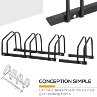 Soozier 4-Bike Bicycle Floor Parking Rack Cycling Storage Stand Garage Organizer for Indoor and Outdoor Use Black(m-5)