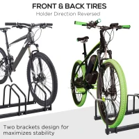 HOMCOM 3-Bike Bicycle Floor Parking Rack Cycling Storage Stand Ground Mount Garage Organizer for Indoor and Outdoor Use Black(m-7)