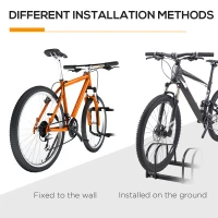 HOMCOM 3-Bike Bicycle Floor Parking Rack Cycling Storage Stand Ground Mount Garage Organizer for Indoor and Outdoor Use Black(m-10)