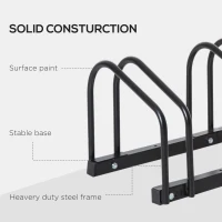 HOMCOM 3-Bike Bicycle Floor Parking Rack Cycling Storage Stand Ground Mount Garage Organizer for Indoor and Outdoor Use Black(m-9)