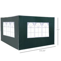 Outsunny 2pc 9.6'L x 6.3'H Canopy Gazebo Side Panel Party Tent Outdoor Shelter Side Panel Wall with Straps Green(m-3)