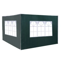 Outsunny 2pc 9.6'L x 6.3'H Canopy Gazebo Side Panel Party Tent Outdoor Shelter Side Panel Wall with Straps Green(m-7)