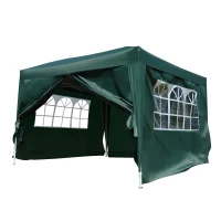 Outsunny 10'x10' Outdoor Pop Up Party Tent Gazebo Canopy with Carrying Bag (Green)(m-2)