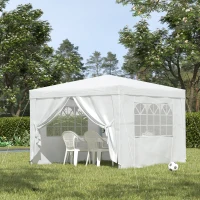 Outsunny 10'x10' Outdoor Pop Up Gazebo Canopy Tent with Carrying Bag (White)(m-10)