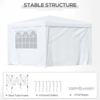 Outsunny 10'x10' Outdoor Pop Up Gazebo Canopy Tent with Carrying Bag (White)(m-8)