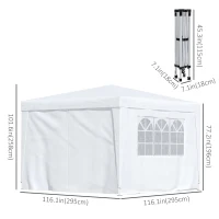 Outsunny 10'x10' Outdoor Pop Up Gazebo Canopy Tent with Carrying Bag (White)(m-3)