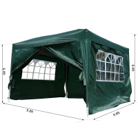 Outsunny 10'x10' Outdoor Pop Up Party Tent Gazebo Canopy with Carrying Bag (Green)(m-3)