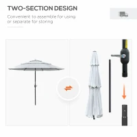 Outsunny 9FT 3 Tiers Patio Umbrella Outdoor Market Umbrella with Crank, Push Button Tilt for Deck, Backyard and Lawn, Cream White(m-6)