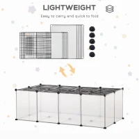 PawHut Pet Playpen Small Animal Cage Transparent Customizable Fence with Door for Hamster, Guinea Pigs, Chinchilla, 14 x 18 in(m-7)