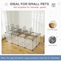 PawHut Pet Playpen Small Animal Cage Transparent Customizable Fence with Door for Hamster, Guinea Pigs, Chinchilla, 14 x 18 in(m-4)
