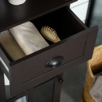 kleankin Slim Bathroom Storage Cabinet Door & Shelves Linen Tower, Brown(m-8)