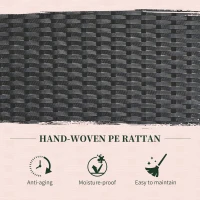 Outsunny 7 Pieces Wicker Patio Dining Set Outdoor Furniture Set with Removable Cushions, Acacia Wood Top Dining Table, PE Rattan Conversation Set for Garden Poolside, Black(m-6)