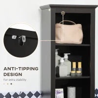 kleankin Slim Bathroom Storage Cabinet Door & Shelves Linen Tower, Brown(m-6)