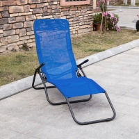 Outsunny Foldable Patio Lounge Chair, Outdoor Beach Lounger with Breathable Mesh Fabric, Zero Gravity Chair with Reclining, Footrests, and Armrests, for Garden, Pool, Blue