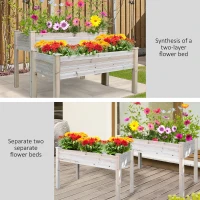 Outsunny Two-Tier Wooden Elevated Garden Bed with Legs, Large Capacity 45x45 Outdoor Planter for Vegetables, Flowers, and Herbs, Ideal for Gardeners, Natural(m-8)