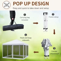 Outsunny10' x 10' Pop Up Gazebo with Four Detachable Mesh Walls for party, Cream White(m-4)