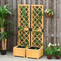 Outsunny Set of 2 Raised Garden Bed with Trellis Board Flower Stand Lattice Panels for Plants, Flowers or Vine Outdoor Indoor, Orange(m-1)