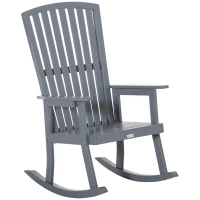 Outsunny Patio Wooden Rocking Chair, Outdoor Porch Rocker Chair with High back, Smooth Armrests, for Outdoor & Indoor Use, Grey(m-2)