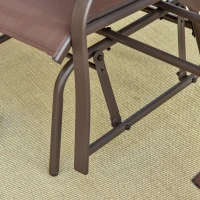 Outsunny Outdoor Glider Chairs with Coffee Table, Patio 2-Seat Rocking Chair Swing Loveseat with Breathable Sling for Backyard, Garden, and Porch, Coffee Brown(m-9)