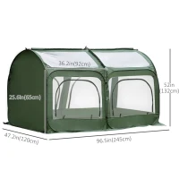Outsunny 8' x 4' x 4' Portable Pop Up Mini Greenhouse with 5 Zippered Doors & Portable Zipper Bag for Plants Outdoor, PVC Cover(m-3)