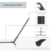 Outsunny Universal Hammock Stand 10-13ft Adjustable Steel Stand Space-Saving and Portable Carrying for Indoor and Outdoor Use, Black(m-4)
