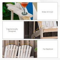 Outsunny 2 Person Adirondack Loveseat, Fire Pit Chair for 2, Wooden Double Adirondack for Patio, Porch, Backyard, Garden with High-back, Wide Armrests, Natural(m-6)