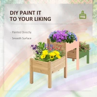 Outsunny Raised Garden Bed with 3 Planter Box, Elevated Wooden Plant Stand with Drainage Holes, for Vegetables, Herb and Flowers, Natural(m-5)