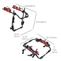 HOMCOM Compact Trunk Mount 2 Bikes Rack Foldable Universal Bicycle Carrier Fits Most Sedans Hatchbacks Minivans SUVs(m-3)