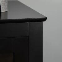 kleankin Bathroom Floor Cabinet with 2 Storage Cabinets, Tempered Glass Door, Freestanding Linen Tower with Adjustable Shelves for Living Room, Black(m-9)