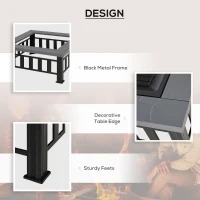 Outsunny 34" Outdoor Square Firepit Steel Stove Portable with Spark Screen Cover Log Grate Poker and Rain Cover for Outside Wood Burning and Camping Black(m-6)
