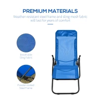 Outsunny Foldable Patio Lounge Chair, Outdoor Beach Lounger with Breathable Mesh Fabric, Zero Gravity Chair with Reclining, Footrests, and Armrests, for Garden, Pool, Blue(m-7)