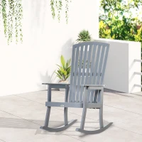 Outsunny Patio Wooden Rocking Chair, Outdoor Porch Rocker Chair with High back, Smooth Armrests, for Outdoor & Indoor Use, Grey(m-7)