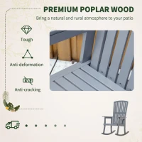Outsunny Patio Wooden Rocking Chair, Outdoor Porch Rocker Chair with High back, Smooth Armrests, for Outdoor & Indoor Use, Grey(m-5)