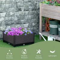 Outsunny Plastic Garden Raised Bed, Elevated Planter Box, Flower Vegetables Planting Container with Self-Watering Design and Drainage Holes(m-5)