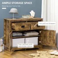 HOMCOM Industrial Sideboard Buffet Cabinet, Kitchen Cabinet with 2 Drawers, 2 Doors, Adjustable Shelf Coffee Bar Cabinet, Rustic Brown(m-4)