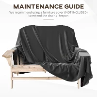 Outsunny 2 Person Adirondack Loveseat, Fire Pit Chair for 2, Wooden Double Adirondack for Patio, Porch, Backyard, Garden with High-back, Wide Armrests, Natural(m-8)