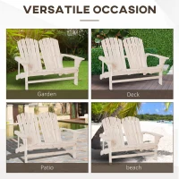 Outsunny 2 Person Adirondack Loveseat, Fire Pit Chair for 2, Wooden Double Adirondack for Patio, Porch, Backyard, Garden with High-back, Wide Armrests, Natural(m-4)