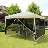 Outsunny 210D Oxford 10' x 10' Pop Up Canopy Tent with Netting, Instant Screen Room House, Tents for Parties, Height Adjustable, with Carry Bag, for Outdoor, Garden, Patio(m-2)
