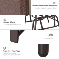 Outsunny Outdoor Glider Chairs with Coffee Table, Patio 2-Seat Rocking Chair Swing Loveseat with Breathable Sling for Backyard, Garden, and Porch, Coffee Brown(m-5)
