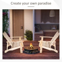 Outsunny 2 Person Adirondack Loveseat, Fire Pit Chair for 2, Wooden Double Adirondack for Patio, Porch, Backyard, Garden with High-back, Wide Armrests, Natural(m-7)