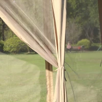 Outsunny 11' x 13' Pop Up Gazebo Canopy Tent with Zippered Mesh Sidewalls and Carrying Bag, Event Tent Shelter for Patio Garden Backyard, Beige(m-8)