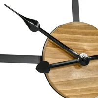 HOMCOM 36 Inch Large Wall Clock, Silent Non Ticking Wood Metal Farmhouse Roman Numeral Clocks for Living Room Decor, Battery Operated, Black(m-7)