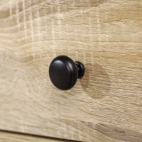 HOMCOM Vanity Table, Makeup Vanity Table with Round Mirror, 2 Drawers, Modern Dressing Table for Bedroom, Oak(m-9)